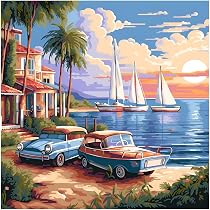 Kit Complet Broderie Point De Croix Cukol 11CT Paysage Rivage - Canevas Pré-Imprimé Estampillé Pour Débutants Adultes Avec Fils Inclus