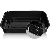 Krüger Grill-/Auflaufform Mit ER-Griffen – 34x24x6,5 Cm, Schwarz Emailliert
