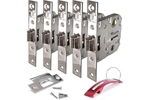 BRICOLEMAR Picaporte Unificado 2004U Puertas Madera + Llavero Destapador de Regalo (5 Unidades, Niquelado Frente Recto)