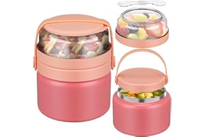 MAISON HUIS Thermos per Alimenti 250 ml, Contenitore Termico per Alimenti Caldi, Porta Merenda Thermos Pappa Acciaio Inossidabile con Cucchiaio, Portavivande per Zuppa, Pasta