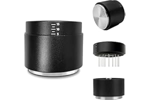 JUELICH Distribuidor de Café 3-en-1 y Tamper con Herramienta WDT – Set de Distribución de Café Ajustable – Accesorios Profesionales Espresso para Portafiltros 58mm (58mm)