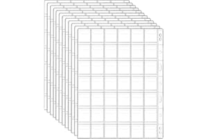 QWORK® 12 Fogli Raccoglitore Monete, Porta Monete con 9 Fori, 42 Scomparti da 29 mm