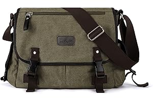 SZSYCN Umhängetasche, Herren Canvas Umhängetasche Umhängetasche mit mehreren Taschen, wasserdichte Umhängetasche Damen Canvas Umhängetasche Vintage Umhängetasche 14 Zoll Laptoptasche für die tägliche Schule