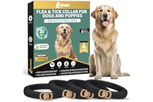 YOTANGO Collares Antiparasitarios para Perros, 32 Meses de Protección, Collar Antipulgas para Perros, 4 Pcs Collar de Pulgas y Garrapatas para Perros de Todos los Tiposs(Negro)