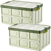 QWORK® 2 Faltbare Aufbewahrungsboxen Mit Deckel – Transparent & Stapelbar, 40,5x29x24 Cm