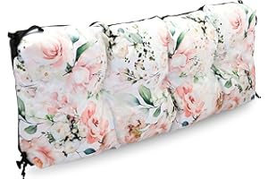 Amazinggirl Cojines para palets Exterior Lavable 40 x 120 cm - Cojines para Bancos poliéster tapicería de cojín de Palet Flores Blancas