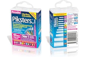 Piksters Pennelli interdentale per gatti - per lavarsi i denti (40 Pack, Size 1 (Purple))