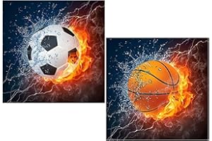 MytaYt 2 Stücke Diamond painting Fußball DIY Leinwand Basketball Diamant Malerei 5D Diamond Painting Kits Geeignet zur Dekoration von Wohnzimmer und Schlafzimmer, 30X30 cm