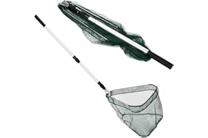 CLEMINSTA Épuisette de Pêche Pliable, Epuisettes et Filets, 170cm Téléscopique Filet de Pêche Pliable Triangulaire Long Manche Poteau en Alliage d'Aluminium pour Adultes Enfants