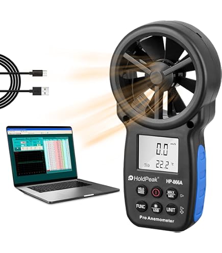 Mesure Vitesse Vent Anémomètre Numérique Bluetooth - Vitesse Vent Et Température - Avec Trépied - HoldPeak Capteur Température Extérieur