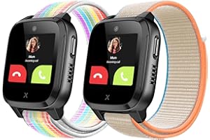 Snyeest 2-Stück Nylon Armbänder Nur Kompatibel mit XPLORA Kidzi Armband, Kids Smartwatch Klettverschluss Mädchen Jungen Verstellbare Ersatz Armbänder Kompatibel mit Xplora Kidzi