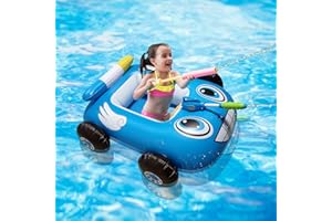 Balakaka Pool Float Schwimmring Kinder mit Wasserpistole, Aufblasbarer Piratenboot Schlauchboot Schwimmreifen Sommer Wasser Strand Swimmingpool Spielzeug für Kleinkind von 2-10 Jahre