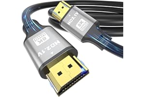 jojobnj 8K HDMI Cable 0.5m, High Speed HDMI Cable 48Gbps 8K@60Hz 4K@120Hz, HDCP 2.2 & 2.3, DTS:X, HDR 10 Compatible with Roku TV/eARC/3D/PS5/HDTV/Laptop/Blu-ray (Silver)