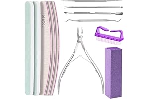 AUBEIFOU Limas de Uñas Profesionales Sets, Con propulsor de cutículas y Cuticle Nipper, Kit Profesional para Limpiar Uñas y Quitar Cutículas, para Uso Doméstico o Salón de Belleza