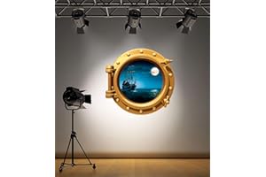 60 Second Makeover Limited Full Colour Brass Porthole Pirate Ship Under Water Bathroom Kids Bedroom Wall Sticker Decal Sea Ocean Decoration