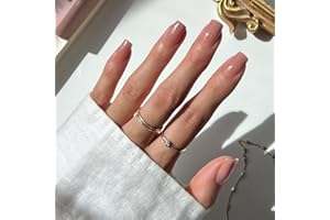 Glamnetic Press On Nails - In The Nude | Medium Square Fake Nails, Sheer Nude Neutral, Everyday, Reusable | 15 Sizes - 30 Nail Kit