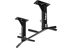 ‎MOVIT MOVIT Profi Klimmzugstange zur Deckenmontage, bis 350 kg, 6x rutschfeste Griffe, 2x Ösen für Zubehör, schadstoffgeprüft, Weiß oder Schwarz, Türreck Reckstange Pull up bar