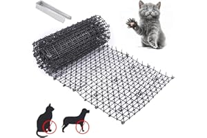 NEWFUN Tappetino Repellente per Gatti,Tappetino Deterrente per Cani con Picchi Rete Anti-Gatto,Picchi Rete Anti-Gatto per Protezione da Giardino,200 * 28 cm, con 8 Ancoraggi da Terra a Forma di U