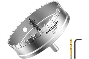 Mollom (127mm | 5'') Lochsäge T.C.T Schwerlast-Hartmetall-bestückt mit 2 Führungsbohrern für Edelstahl, Baustahl, Eisen, Kupfer, Messing, Kunststoff