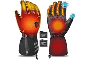 QDRECLOD Gants Chauffants électriques Rechargeable, Gants Hiver avec Batterie 7.4V 4000mAh Gants Chauffants Homme Femme avec Chauffage des Doigts 3 Niveaux De Chauffage Gants Hiver Chaud écran Tactile