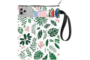 CRASPIRE Fundas para Libros con Hojas Tropicales Funda Protectora para Libros de Tela Lavable con Cremallera Y Bolsillo Adicional Amantes Compañeros Clase