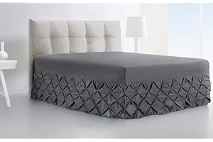 SEVENTH LINEN Luxury Pintuck Extra Deep Fitted Valance Sheet 100% Egyptian Cotton 200 Thread Count Single Double King Super King Size Bed Base Sheets (Charcoal, Double)