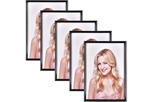Alishomtll Lot de 5 cadres photo en plastique Format A4 21 x 29,7 cm Cadres pour plusieurs photos Noir