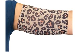 Linphelle Protector PICC Brazo en Microfibra - Cubre PICC Line Transpirable y Cómodo, Ideal como Protector Cateter Picc, Medidor De Glucosa, Tattoos y Heridas, Leopardo, Tamaño Pequeño