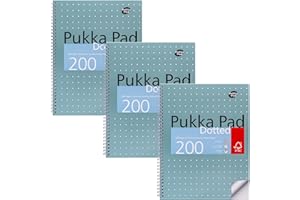 Pukka Pad, Cuaderno de notas metálico con puntos A4 para gráficos, arte, diario de viñetas, paquete de 3, 29,7 x 23 cm, cuaderno encuadernado con papel de 80 g/m², márgenes de 4 agujeros y