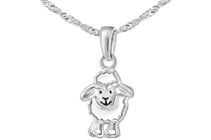 CLEVER SCHMUCK -SET plaqué pendentif moutjaconstellation vezera laqué blanc et chaîne Singapour 40 cm en argent 925, Argent sterling