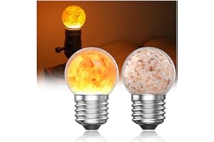 Lustaled E27 LED Bulb with Himalayan Salt - 3W G45 2200K Amber Salt Crystal Night Light Bulb Screw in, Mood & Decorative Golf Ball Light Bulb Non-dimmable for Bedroom, Sleep,E27 Light Fixtures -2 Pack