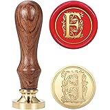 Mogokoyo 1 Sigillo Alfabeto A - Z Gli Iniziali Timbro in Ottone e Legno per Lettera Busta Documenti Privati Vintage, E