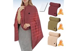 ‎AIDODIA Heizdecke Mit Akku Kabellos- Usb WäRmedecke (mit 6000-mAh-Powerbank) 150 X 80cm Mit 3 Heizung - Elektrische Heizdecke | Tragbare Beheizte Schals FüR BüRo, Reisen, Camping, Schnelle ErwäRmung (Rot)