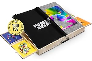 PUZZLE READY Planche de Puzzle prête à l'emploi avec tiroirs colorés et Tapis de Couverture Planche de Puzzle en Bois de (1000 Stück (3-Kipp-Winkel))
