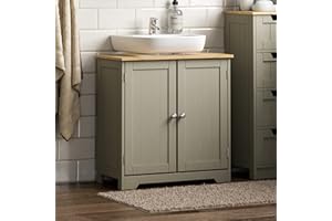 Bath Vida Priano Under Sink Bathroom Cabinet Floor Standing Storage Cupboard Basin Unit, Grey & Oak