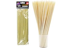 DECORATIVE CONCEPTS UK Skewers Pack of 150/300 - Durable Bamboo Sticks with 30cm Length 3mm Diameter Ideal for BBQ, Kebab, Cake Topper, Chocolate Fountain and Fruits (12 Inch - 150 Skewers)