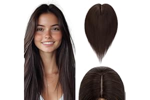 Elailite Volumateur Capillaire Femme Naturel a Clip Cheveux Naturel Toupet Humain (Base 10cm*12cm) 30cm #2 CHATAIN FONCE