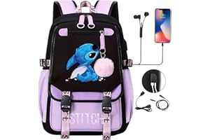 Metaparty Sac à Dos St-tch, Sac à dos pour Enfants, Sac à dos d'école Sac à Dos Scolaire, aux Enfants Adolescents avec 2 USB pour Garçons Filles