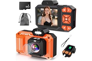 NAWCHEDO Fotocamera digitale 4K, HD, 48 MP, zoom 18x, anti vibrazione, messa a fuoco automatica, fotocamera per bambini, con scheda 32G, fotocamera portatile per bambini, adolescenti, principianti