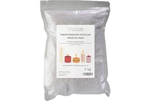 Monster24 - Paraffinwachs Pastillen 3 Kg für Kerzen, Tischfeuer etc. weißes Kerzenwachs zum Gießen und Nachfüllen eigener Kerzenkreationen, Wachs Granulat Pastillen für Gartenfackeln Schmelzpunkt 56°C