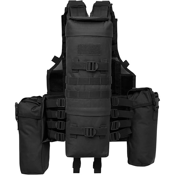 QHIU Camouflage Molle Tactical Vest with Protective Plates, Protective Multifunctional Combat Vest, Military Vest for Airsoft, Paintball, CS SWAT, Wargame, Hunting, Outdoor, Sports, Od, One Size, OD