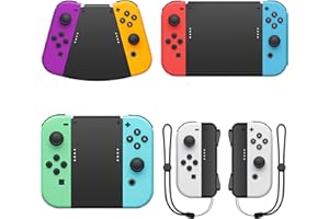 FANPL 5 in 1 Hand Grip Connector for Nintendo Switch Joy Con, Comfort Game Handle Connector with Wrist Strap for Joy Cons