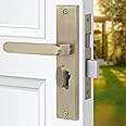 Blue Space Premium 8" Cylindrical Plate Mortise Door Lock Handle Set With Brass Lock Body, 60mm Cylinder, One Side Key, 3 Computer Keys (LB304, Antique)