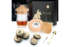 TMEOIIPY Cocktail Smoker Kit with 4 Wood Chips,Old Fashioned Whiskey Smoker Kit, Whisky Smoker for Drinks, Cocktails, Wine, Bourbon, Whiskey Gift Sets Gift for Men, Husband, Dad-Beech.