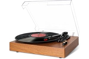 VIFLYKOO Plattenspieler, Schallplattenspieler Bluetooth mit Dual Stereo-Lautsprecher, Wireless 3-Gang 33/45/78 u/min, Vinyl Player unterstützt Kopfhöreranschluss/USB/AUX-Eingang/RCA-Ausgang