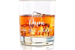 Joymaking Whiskyglas Geschenke für Papa, personalisiert Vatertagsgeschenk für Papa Whiskyglas Geburtstagsgeschenk für Papa Männer Opa Whiskey Glas mit Gravur Glück ist einen Papa wie Dich zu haben