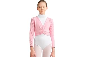 DANSHOW Mädchen Ballett Langarm Wickeloberteile Bolero,Kinder Tanz Cardigans,Samt Inne Tanzpullover Strickjacke