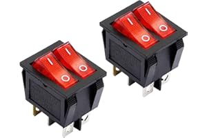 RIIEYOCA Interruttore a bilanciere rosso da 2 pezzi, interruttore a bilanciere per barca a doppio interruttore illuminato a LED 15A / 250V