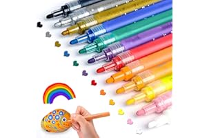 ANYUKE Pennarelli Acrilici Per Uova Di Pasqua - 12 Colori Pennarello A Vernice Acrilica Per Dipingere Sassi, Legno, Decoupage, Roccia, Pietra, Ceramica, Tempera, Decorare, Tessuti, Regali Kinder Bambini