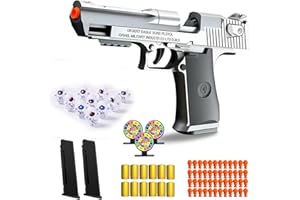 SZJYMY Soft Bullet Gun Toy, Blasters, Shockwave, Automatic Pull Back Action Semi-Automatic Handgun with Shell Ejection and Auto Rebound, Suitable for 3 4 5 6 7 8 Years Old boys And Girls Toys (Silver)